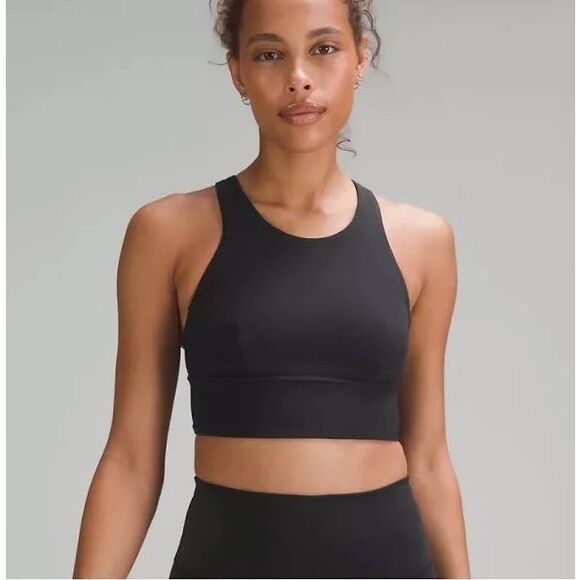 Lululemon Wunder Train Long Line Bra Black Med Support Sz 8 - Picture 1 of 4